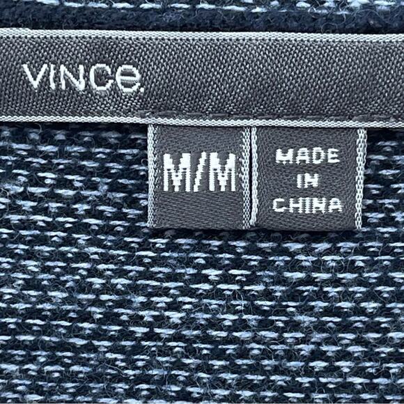 Vince Full Zip Cotton Blend Navy Hooded Sweatshirt Elbow Patches Size Medium - Picture 6 of 8